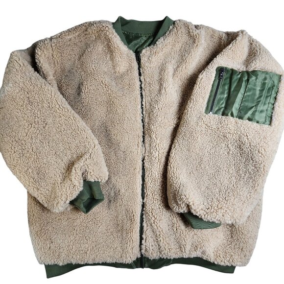 Forever 21 Reversible Olive Green Bomber Jacket Size M - Picture 10 of 13